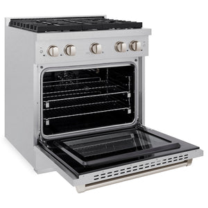 ZLINE 30 in. 4.2 cu. ft. Paramount Gas Range with 4 Burner Cooktop and Convection Gas Oven in DuraSnow® Stainless Steel (SGRS-30)