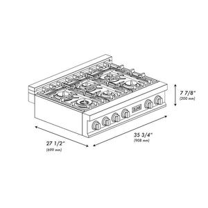 ZLINE 36 in. Legacy Gas Rangetop with 6 Burners and Porcelain Cooktop in Stainless Steel (RT36)