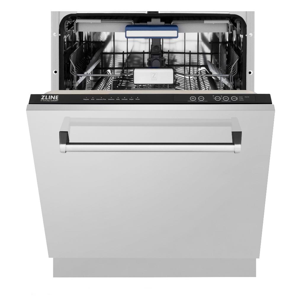 ZLINE Kitchen Package with Refrigerator, 30 in. Stainless Steel Gas Range, 30 in. Traditional Over The Range Microwave and 24 in. Tall Tub Dishwasher (4KPR-SGROTRH30-DWV)