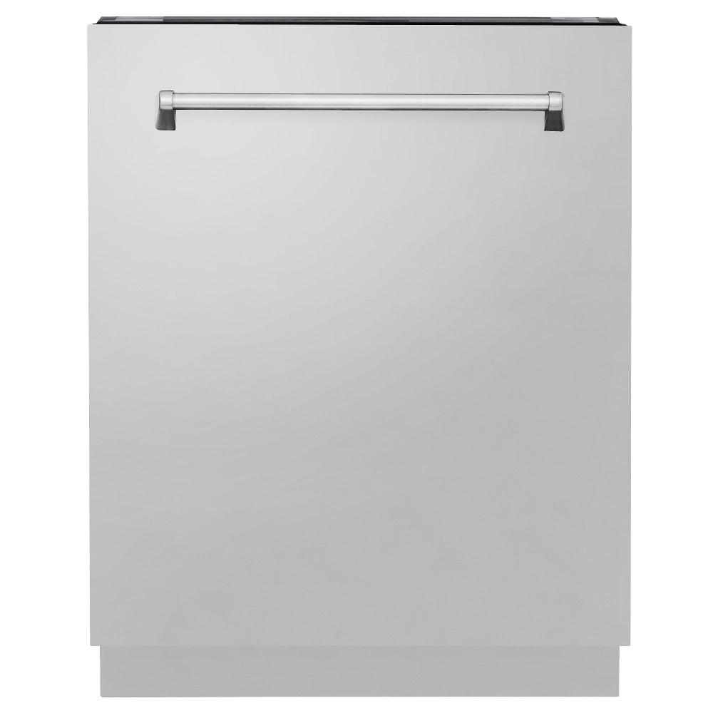 ZLINE Kitchen Package with Refrigerator, 30 in. Stainless Steel Gas Range, 30 in. Traditional Over The Range Microwave and 24 in. Tall Tub Dishwasher (4KPR-SGROTRH30-DWV)