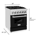 ZLINE 24 in. Professional Dual Fuel Range in Stainless Steel with Black Matte Door (RA-BLM-24)