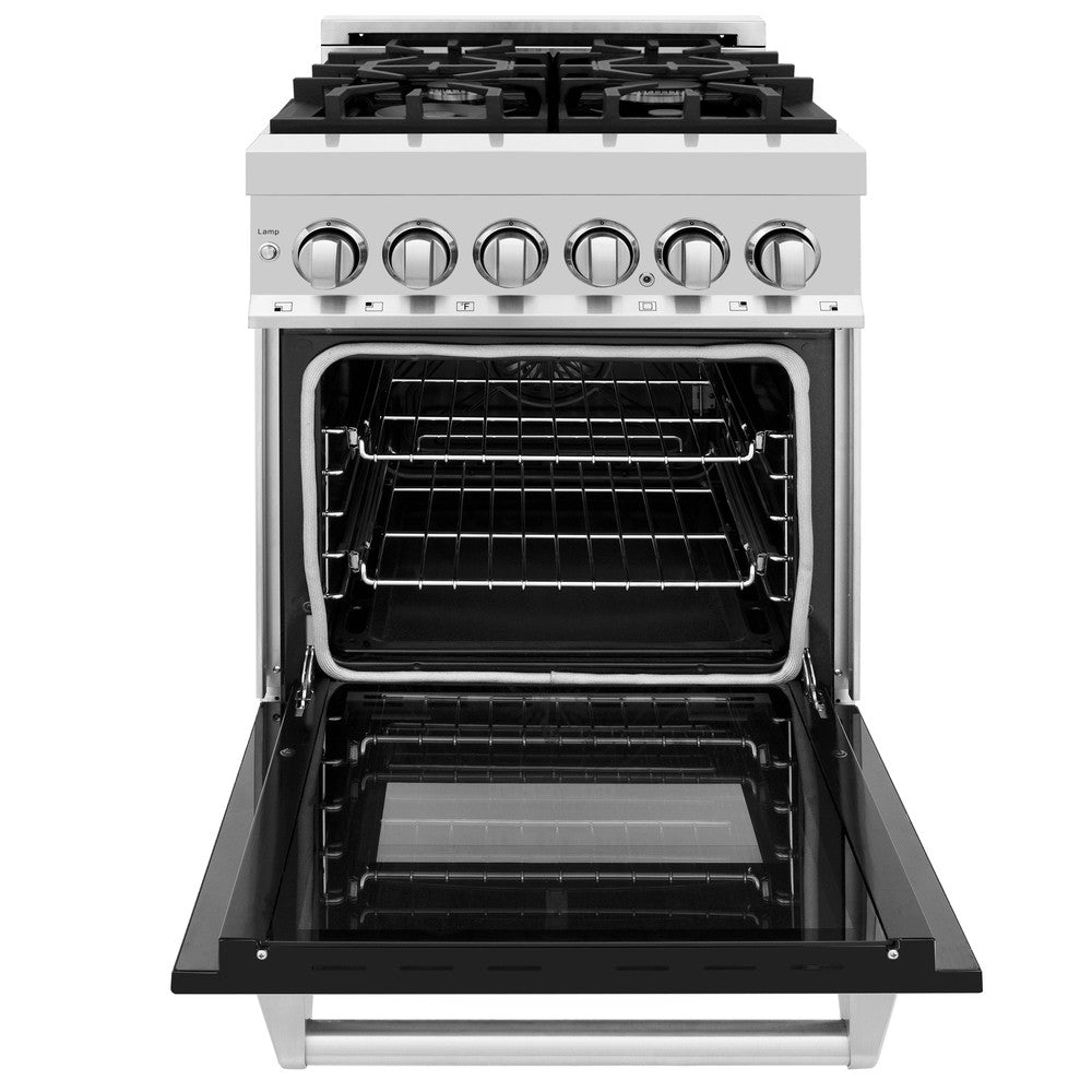 ZLINE 24 in. Professional Dual Fuel Range in Stainless Steel with Black Matte Door (RA-BLM-24)