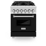 ZLINE 24 in. Professional Dual Fuel Range in Stainless Steel with Black Matte Door (RA-BLM-24)