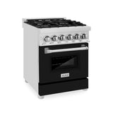 ZLINE 24 in. Professional Dual Fuel Range in Stainless Steel with Black Matte Door (RA-BLM-24)