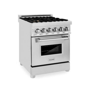 ZLINE 24 in. 2.8 cu. ft. Legacy Dual Fuel Range with 4 Burner Gas Cooktop and Electric Convection Oven in Stainless Steel (RA24)