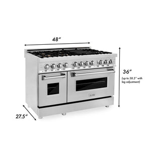 ZLINE 48 in. 6.0 cu. ft. Legacy Dual Fuel Range with Gas Cooktop and 2 Electric Ovens in Stainless Steel with Brass Burners (RA-BR-48)