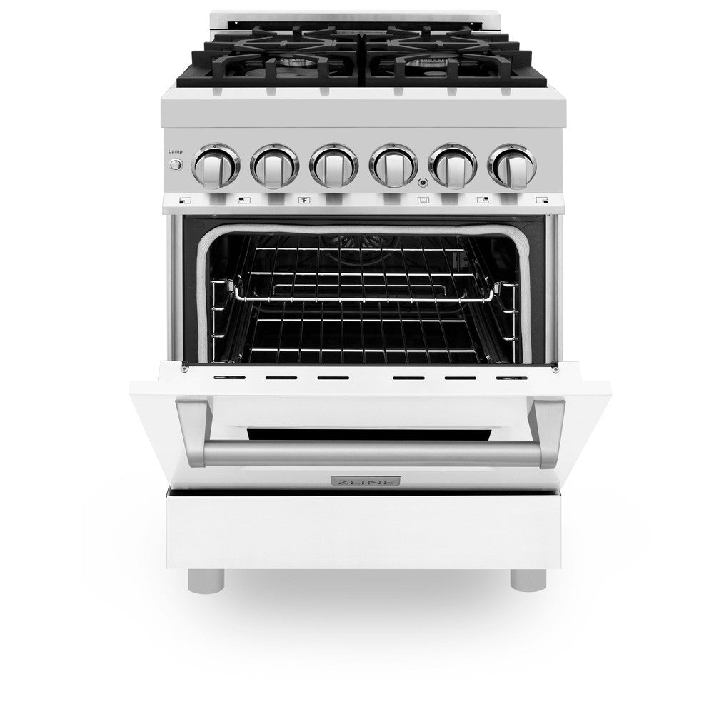 ZLINE 24 in. 2.8 cu. ft. Legacy Dual Fuel Range with 4 Burner Gas Cooktop and Electric Convection Oven in Stainless Steel (RA24)