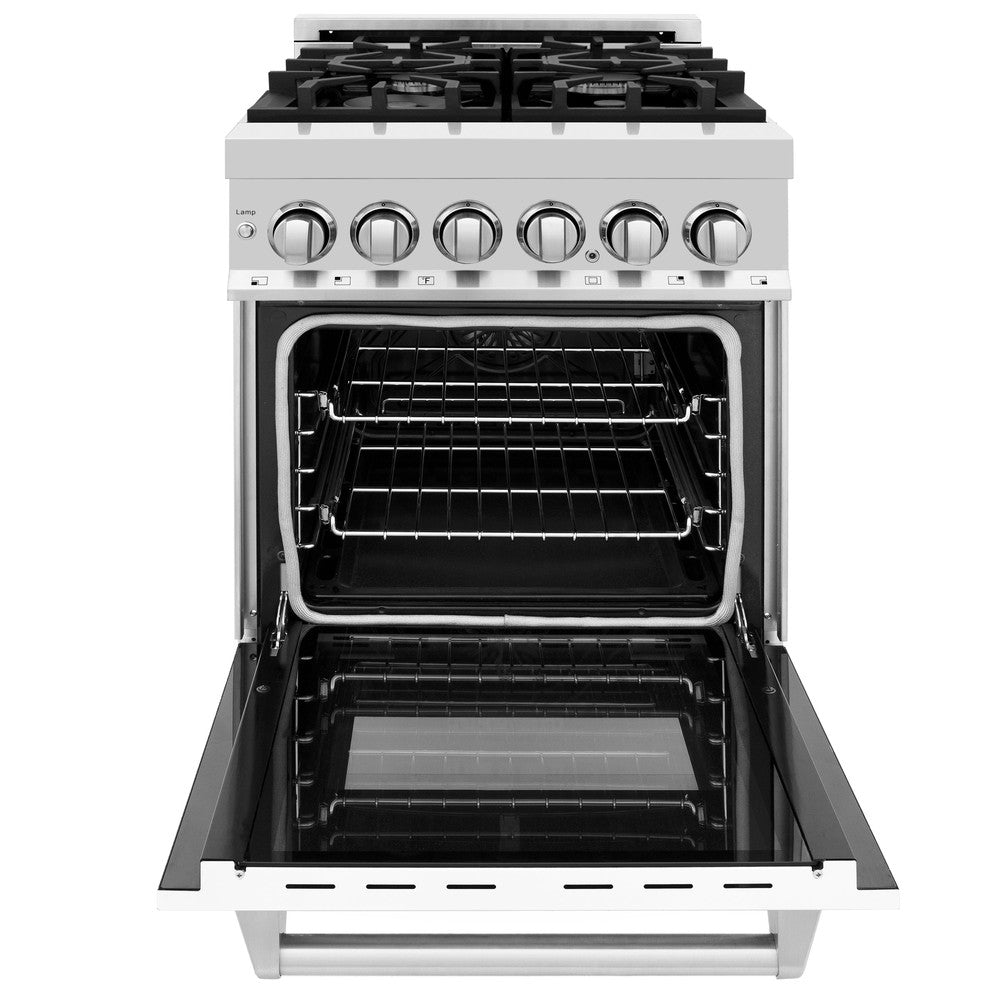 ZLINE 24 in. Professional Dual Fuel Range in Stainless Steel with White Matte Door (RA-WM-24)