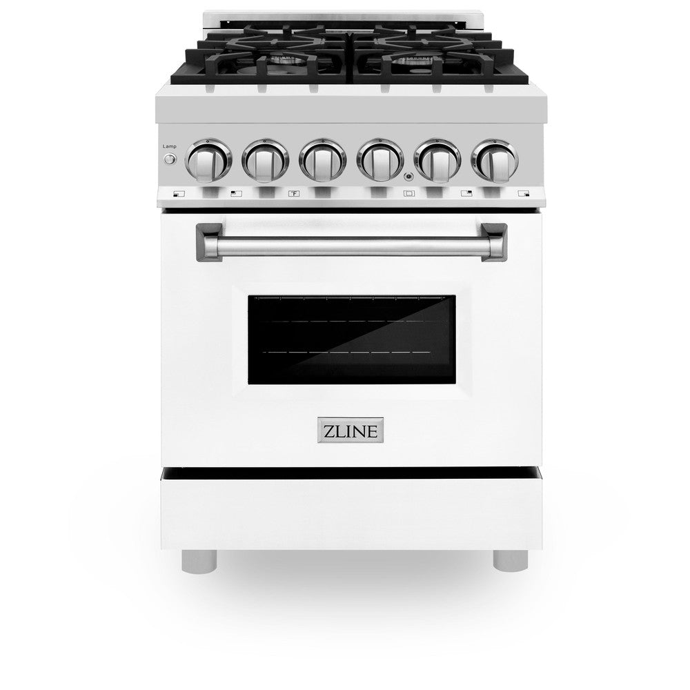 ZLINE 24 in. 2.8 cu. ft. Legacy Dual Fuel Range with 4 Burner Gas Cooktop and Electric Convection Oven in Stainless Steel (RA24)