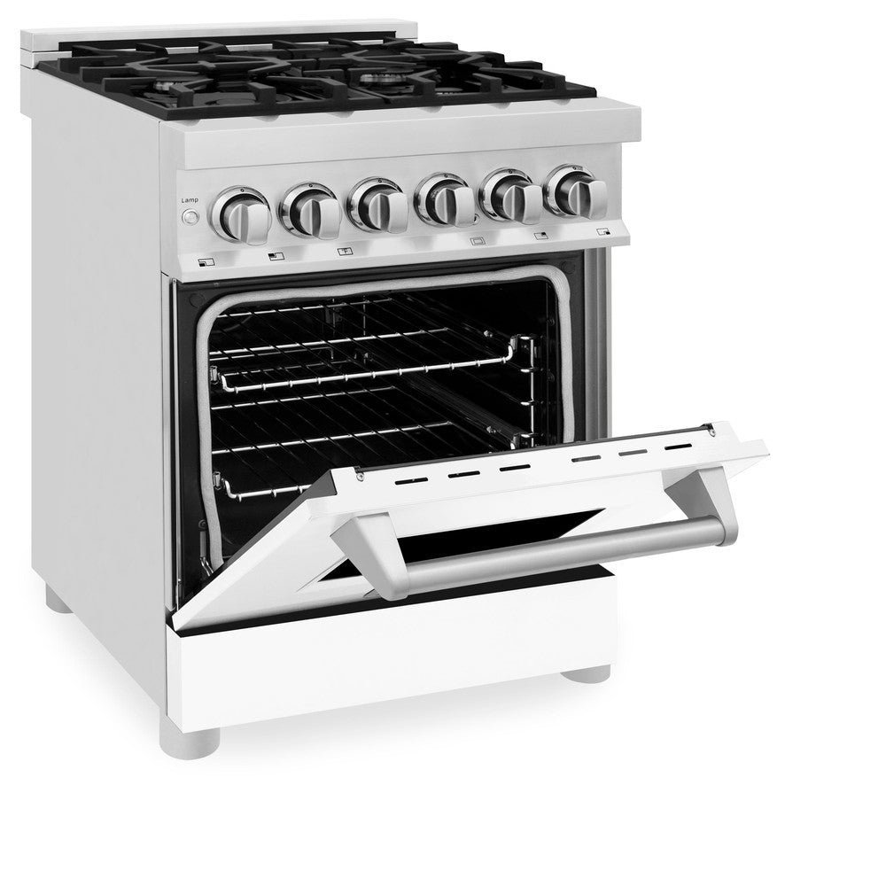 ZLINE 24 in. Professional Dual Fuel Range in Stainless Steel with White Matte Door (RA-WM-24)