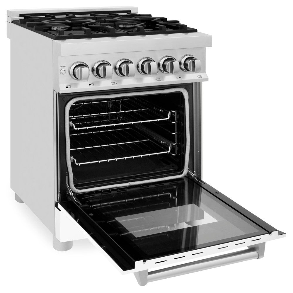 ZLINE 24 in. 2.8 cu. ft. Legacy Dual Fuel Range with 4 Burner Gas Cooktop and Electric Convection Oven in Stainless Steel (RA24)