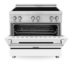 ZLINE 36 in. 4.6 cu. ft. Legacy Induction Range with 5 Element Cooktop and Electric Oven in Stainless Steel and White Matte Door (RAIND-WM-36)