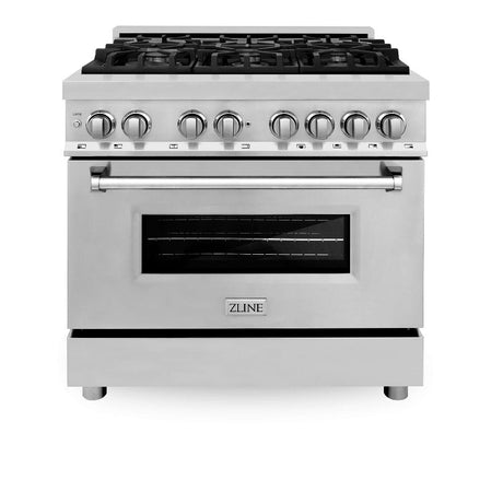ZLINE 36 in. Kitchen Package with Stainless Steel Dual Fuel Range, Convertible Vent Range Hood and Tall Tub Dishwasher (3KP-RARH36-DWV)