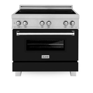 ZLINE 36 in. 4.6 cu. ft. Legacy Induction Range with 5 Element Cooktop and Electric Oven in DuraSnow® Stainless Steel and Black Matte Door (RAINDS-BLM-36)