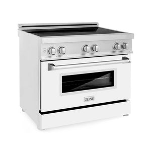 ZLINE 36 in. 4.6 cu. ft. Legacy Induction Range with 5 Element Cooktop and Electric Oven in Stainless Steel and White Matte Door (RAIND-WM-36)