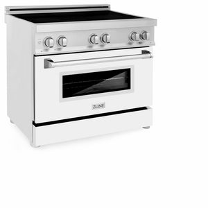 ZLINE 36 in. 4.6 cu. ft. Legacy Induction Range with 5 Element Cooktop and Electric Oven in Stainless Steel and White Matte Door (RAIND-WM-36)