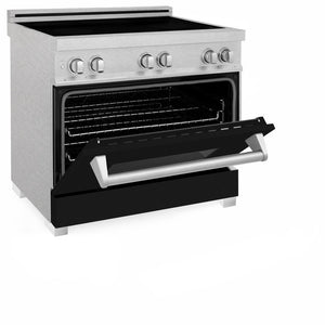 ZLINE 36 in. 4.6 cu. ft. Legacy Induction Range with 5 Element Cooktop and Electric Oven in DuraSnow® Stainless Steel and Black Matte Door (RAINDS-BLM-36)