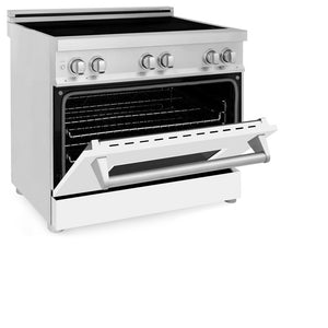 ZLINE 36 in. 4.6 cu. ft. Legacy Induction Range with 5 Element Cooktop and Electric Oven in Stainless Steel and White Matte Door (RAIND-WM-36)