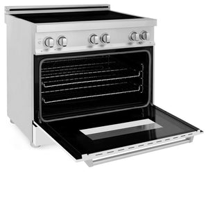 ZLINE 36 in. 4.6 cu. ft. Legacy Induction Range with 5 Element Cooktop and Electric Oven in Stainless Steel and White Matte Door (RAIND-WM-36)
