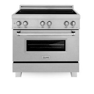 ZLINE 36 in. 4.6 cu. ft. Legacy Induction Range with 5 Element Cooktop and Electric Oven in DuraSnow® Stainless Steel (RAINDS-SN-36)