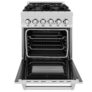 ZLINE 24 in. 2.8 cu. ft. Legacy Dual Fuel Range with 4 Burner Gas Cooktop and Electric Convection Oven in DuraSnow® Stainless Steel (RAS-SN-24)