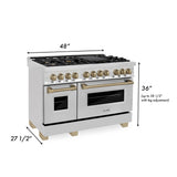 ZLINE Autograph Edition 48 in. Kitchen Package with Stainless Steel Dual Fuel Range and Range Hood with Champagne Bronze Accents (2AKP-RARH48-CB)