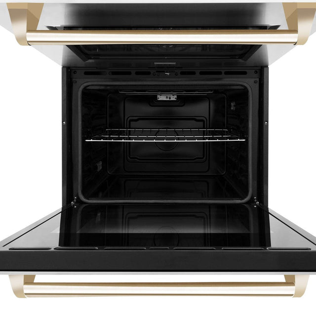 ZLINE Autograph Edition 30 in. Electric Double Wall Oven with Self Clean and True Convection in Stainless Steel and Polished Gold Accents (AWDZ-30-G)