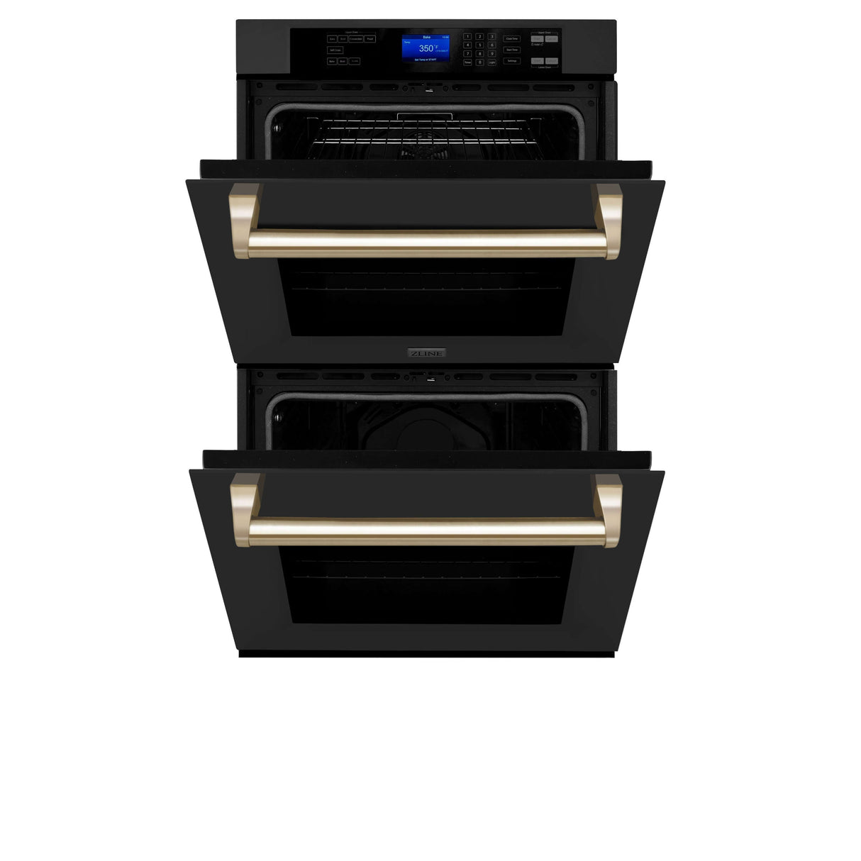 ZLINE Autograph Edition 30 in. Electric Double Wall Oven with Self Clean and True Convection in Black Stainless Steel and Polished Gold Accents (AWDZ-30-BS-G)