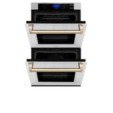 ZLINE Autograph Edition 30 in. Electric Double Wall Oven with Self Clean and True Convection in Stainless Steel and Polished Gold Accents (AWDZ-30-G)
