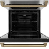 ZLINE Autograph Edition 30 in. Electric Double Wall Oven with Self Clean and True Convection in DuraSnow® Stainless Steel and Champagne Bronze Accents (AWDSZ-30-CB)