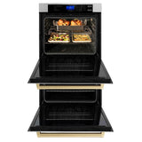 ZLINE Autograph Edition 30 in. Electric Double Wall Oven with Self Clean and True Convection in Stainless Steel and Polished Gold Accents (AWDZ-30-G)
