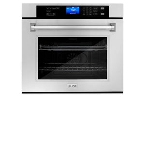ZLINE Stainless Steel 24 in. Built-in Convection Microwave Oven and 30 in. Single Wall Oven with Self Clean (2KP-MW24-AWS30)