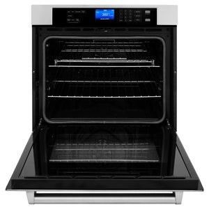 ZLINE Stainless Steel 24 in. Built-in Convection Microwave Oven and 30 in. Single Wall Oven with Self Clean (2KP-MW24-AWS30)