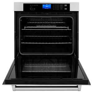 ZLINE Stainless Steel 30 in. Built-in Convection Microwave Oven and 30 in. Single Wall Oven with Self Clean (2KP-MW30-AWS30)