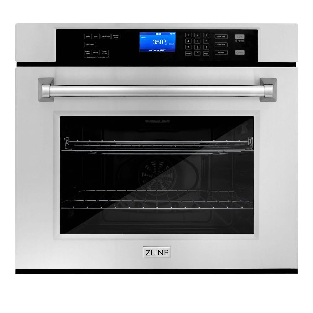 ZLINE Kitchen Package with Refrigerator, 30 in. Stainless Steel Rangetop, 30 in. Range Hood, 30 in. Single Wall Oven and 24 in. Tall Tub Dishwasher (5KPR-RTRH30-AWSDWV)