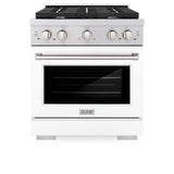 ZLINE 30 in. 4.2 cu. ft. Paramount Dual Fuel Range with 4 Burner Gas Cooktop and Electric Convection Oven in Stainless Steel with White Matte Door (SDR-WM-30)