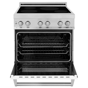 ZLINE 30 in. 4.0 cu. ft. Legacy Induction Range with 4 Element Cooktop and Electric Oven in Stainless Steel and White Matte Door (RAIND-WM-30)