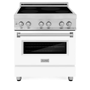 ZLINE 30 in. 4.0 cu. ft. Legacy Induction Range with 4 Element Cooktop and Electric Oven in Stainless Steel and White Matte Door (RAIND-WM-30)