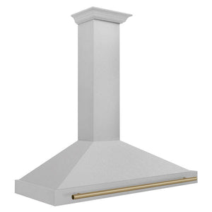 ZLINE Autograph Edition Convertible Fingerprint Resistant Satin Stainless Steel Range Hood with Champagne Bronze Handle (KB4SNZ-CB) Champagne Bronze, side.
