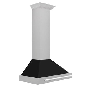ZLINE Convertible Fingerprint Resistant DuraSnow® Stainless Steel Range Hood with Black Matte Shell and Stainless Steel Handle (KB4SNX-BLM)
