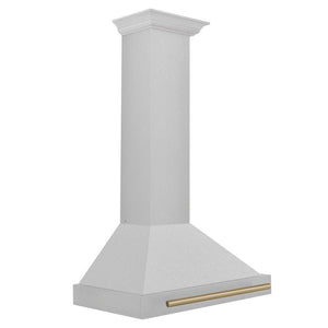 ZLINE Autograph Edition Convertible Fingerprint Resistant Satin Stainless Steel Range Hood with Champagne Bronze Handle (KB4SNZ-CB) Champagne Bronze, side.