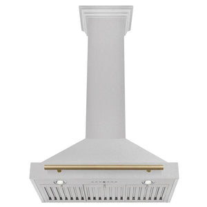 ZLINE Autograph Edition Convertible Fingerprint Resistant DuraSnow® Stainless Steel Range Hood with Champagne Bronze Handle (KB4SNZ-CB)