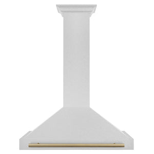 ZLINE Autograph Edition Convertible Fingerprint Resistant DuraSnow® Stainless Steel Range Hood with Champagne Bronze Handle (KB4SNZ-CB)