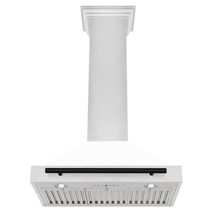 ZLINE Autograph Edition 30 in. Stainless Steel Range Hood with White Matte Shell and Accents (KB4STZ-WM30)