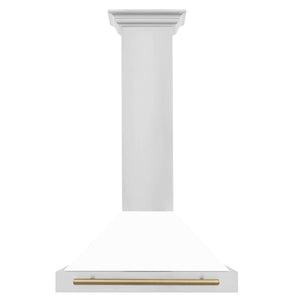 ZLINE Autograph Edition 30 in. Stainless Steel Range Hood with White Matte Shell and Accents (KB4STZ-WM30)