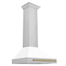 ZLINE 30 in. Autograph Edition Stainless Steel Range Hood with White Matte Shell with Champagne Bronze Accents (KB4STZ-WM30)