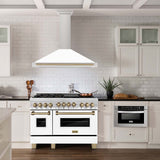 ZLINE Autograph Edition 48 in. Stainless Steel Range Hood with White Matte Shell and Accents (KB4STZ-WM48)