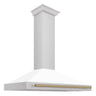 ZLINE Autograph Edition 48 in. Stainless Steel Range Hood with White Matte Shell and Accents (KB4STZ-WM48)-Range Hoods-KB4STZ-WM48-CB ZLINE Kitchen and Bath