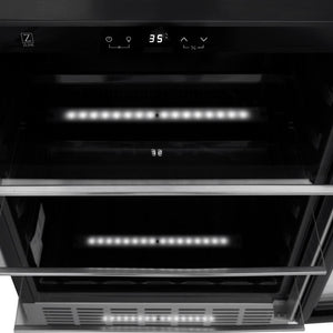ZLINE Kitchen Package with Refrigeration, 48" Stainless Steel Dual Fuel Range, 48" Range Hood, Microwave Drawer, 24" Tall Tub Dishwasher and Beverage Fridge (6KPR-RARH48-MWDWV-RBV)