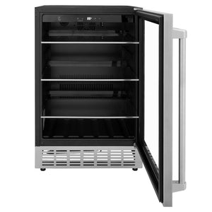 ZLINE Kitchen Package with Refrigeration, 48" Stainless Steel Dual Fuel Range, 48" Range Hood, Microwave Drawer, 24" Tall Tub Dishwasher and Beverage Fridge (6KPR-RARH48-MWDWV-RBV)